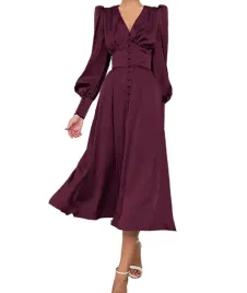 damska-sukienka-maxi-satynowa-elegancka-vintage-bufiaste-rekawy-bordowa-xs