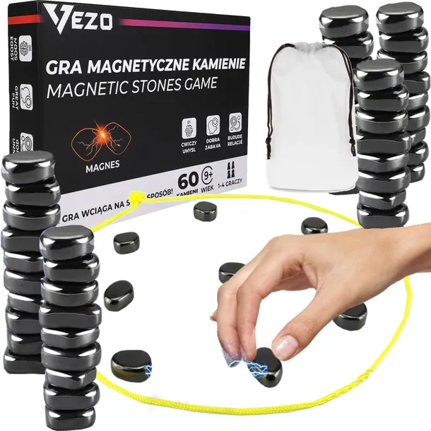 VEZO MAGNETYCZNE KAMIENIE KAMYCZKI GRA STRATEGICZNA ZRĘCZNOŚCIOWA 60 SZT