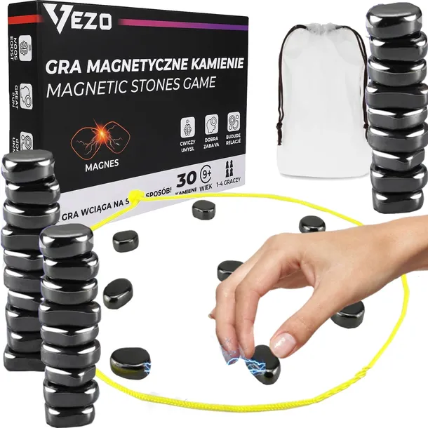 VEZO MAGNETYCZNE KAMIENIE KAMYCZKI GRA STRATEGICZNA ZRĘCZNOŚCIOWA 30 SZT