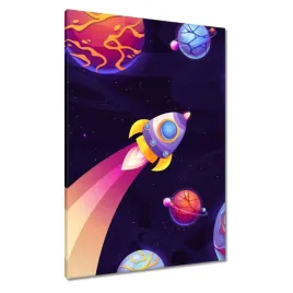 obrazy-70x100-rakieta-kosmiczna-i-kolorowe-planety