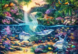puzzle-1500-ukladanka-zwierzeta-delfiny-ryby-tygrys-papuga-jungla-9-castor