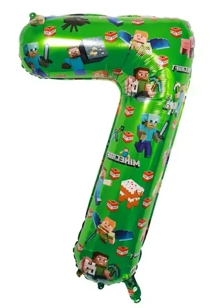 Balon Foliowy Cyfra Siedem 7 Piksel Creeper Minecraft 100 cm XXL Urodziny
