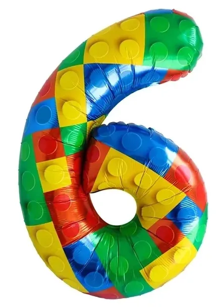 Balon Foliowy Klocek KLOCKI cyfra sześć 6 80 cm XL Urodziny