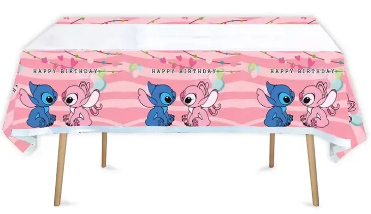 Mata Obrus Cerata stołowa jednorazowa Stich Różowy Happy Birthday 175 cm