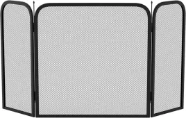 kratka-ochronna-parawan-home-discount-roxby-czarna-przed-kominkiem