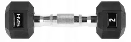 hms-hantla-ciezarek-gumowany-do-cwiczen-treningu-silowego-hex-pro-2-kg