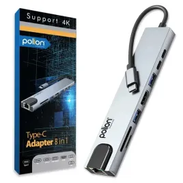 adapter-hub-8w1-polion-usb-c-przejsciowka-usb-3-0-pd-hdmi-4k-sd-lan