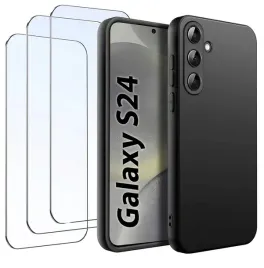 zestaw-etui-do-samsung-s24-matowe-czarne-silikon-slim-3-sztuki-szklo