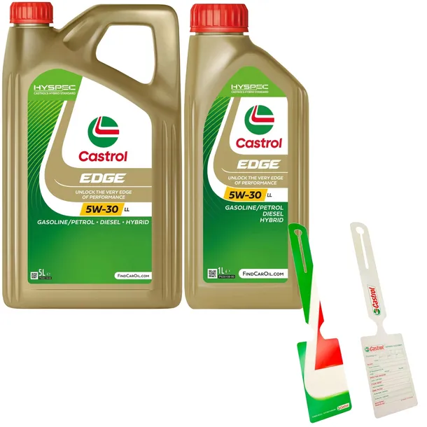 Zestaw Olej Castrol Edge TITANIUM FST 5W-30 LL K9 5L + 1L GRATIS +Zawieszka