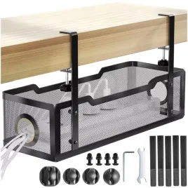 organizer-kabli-pod-blat-biurko-polka-regulowana-na-kable-aluminiowy-uchwyt