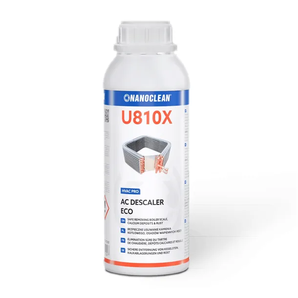 NANOCLEAN U810X AC Descaler ECO 1 kg odkamieniacz do klimatyzacji, wymienników ciepła HVAC i instalacji, usuwa kamień, rdzę i osady, koncentrat