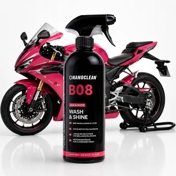 nanoclean-b08-wash-and-shine-500-ml-srodek-do-czyszczenia-i-nablyszczania-motocykla-2w1-neutralne-ph-usuwa-brud-nadaje-polysk-i-chroni-lakier-pojemnosc-opakowania-500-ml