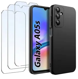 zestaw-etui-do-samsung-a05s-matowe-czarne-silikon-slim-3-sztuki-szklo