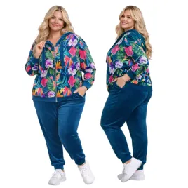 welurowy-dres-damski-rozpinany-kwiat-54-56-7xl-8xl-morski-wygodny-otulajacy