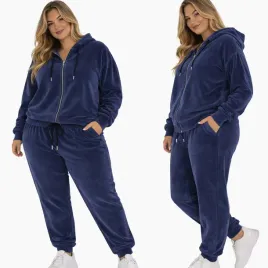 dres-damski-welurowy-54-56-7xl-rozpinany-granatowy-wygodny-otulajacy-hi