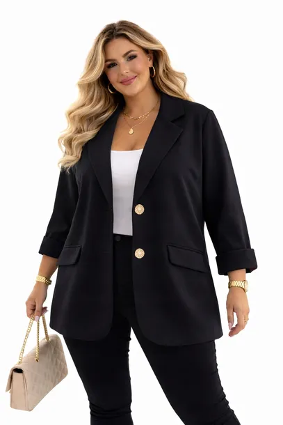 Elegancka Marynarka MASEŁKO 100% wiskoza Guziki Plus Size 50 52 5XL 6XL