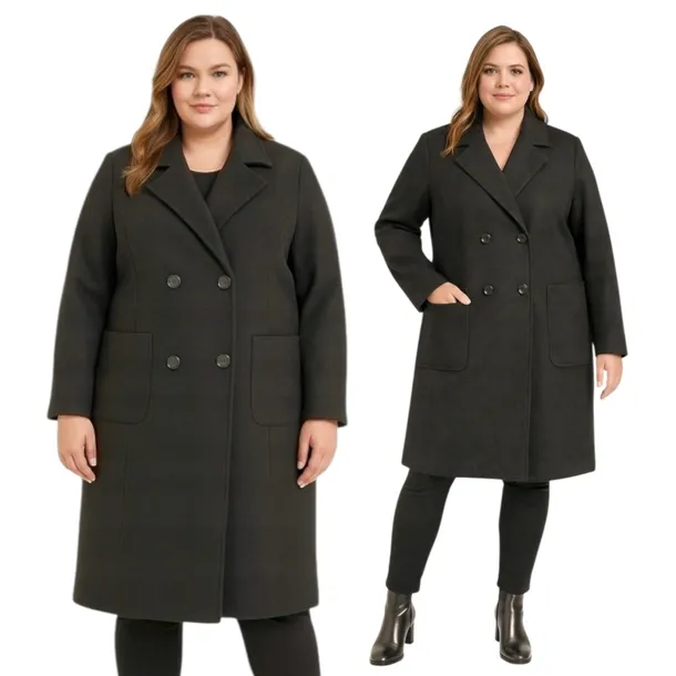 Kawa Elegancki Płaszcz Damski Kurtka Przejściowa Kieszenie 52 54 6xl 7xl