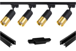 4x-reflektor-lampa-czarno-zlota-1faza-2-x-szyna-1m-lacznik-zasilajacy