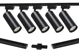 5-x-reflektor-led-gu10-na-szynie-3-m-do-garderoby-czarne-jednofazowe