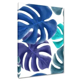 obrazy-50x70-monstera-liscie-niebieski