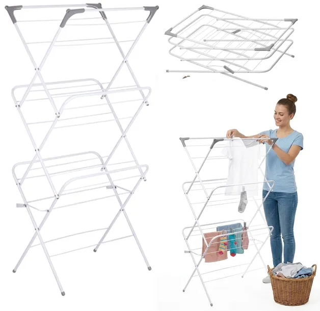 Suszarka pionowa 3 poziomy składana balkonowa wąska 139 cm Trees wieża