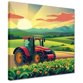 obrazy-30x30-traktor-w-polu-o-zachodzie-slonca