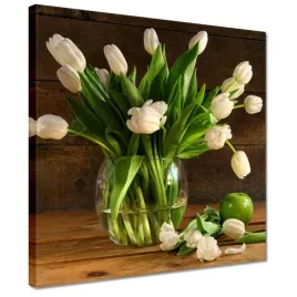 obrazy-30x30-biale-tulipany-deski