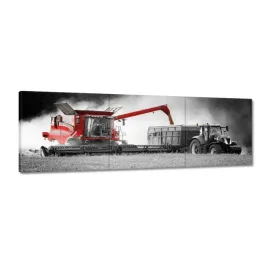 obrazy-120x40-czerwony-traktor-zniwa