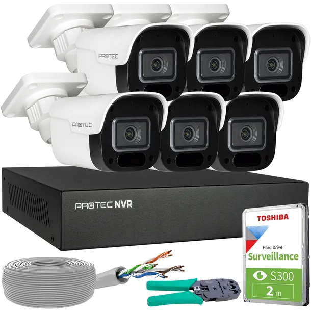 Zestaw Do Monitoringu 6 Kamer IP PoE 4Mpx z Mikrofonem Podgląd Online z HDD