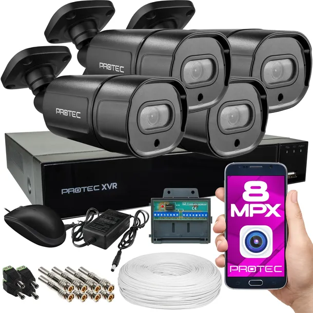 PREMIUM ZESTAW MONITORINGU 4 KAMERY 4K 8MPX CZARNE UHD ZEWNĘTRZNE