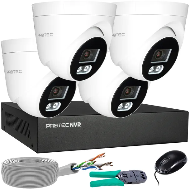Zestaw Monitoringu 4 Kamery IP 8MPx 4K POE Detekcja Ludzi bez hdd