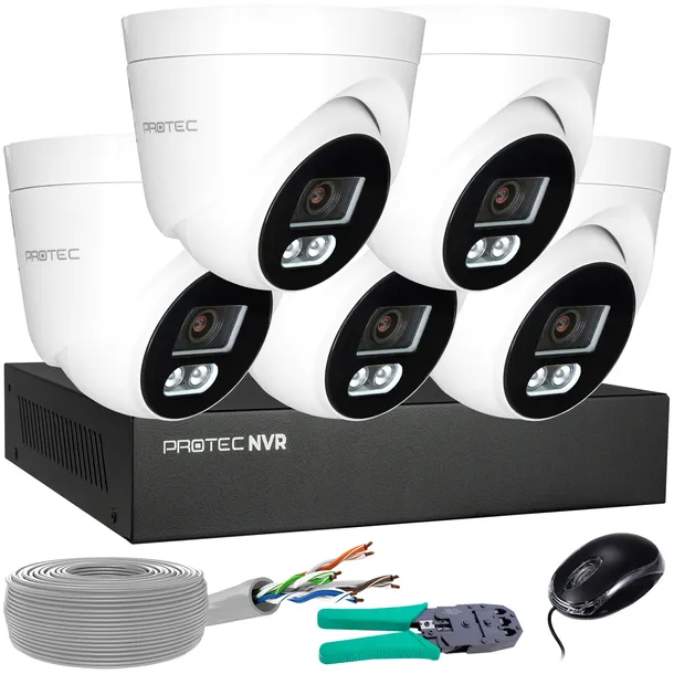 Zestaw Monitoringu 5 Kamer IP 8MP 4K POE Detekcja Ludzi bez hdd