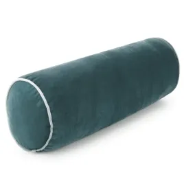 poduszka-15x45-niebieska-ciemna-obszyta-ozdobna-lamowka-welurowa-walek