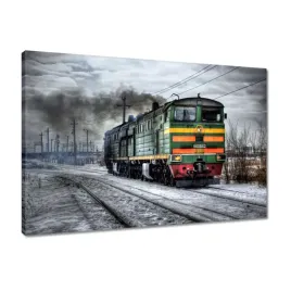obrazy-60x40-pociag-lokomotywa-zima