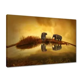 obrazy-60x40-slonie-przy-wodopoju