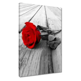 obrazy-40x60-czerwona-roza-na-drewnie
