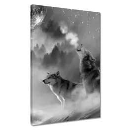 obrazy-40x60-wilk-wyjacy-do-ksiezyca