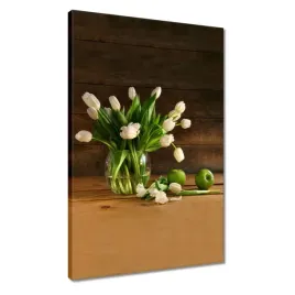 obrazy-40x60-biale-tulipany-w-wazonie