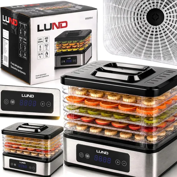 SUSZARKA SPOŻYWCZA LUND 400 W 5 TAC DO GRZYBÓW OWOCÓW WARZYW REGULACJA TEMP