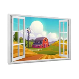 obrazy-120x80-farma-w-pieknej-scenerii-wiejskiej