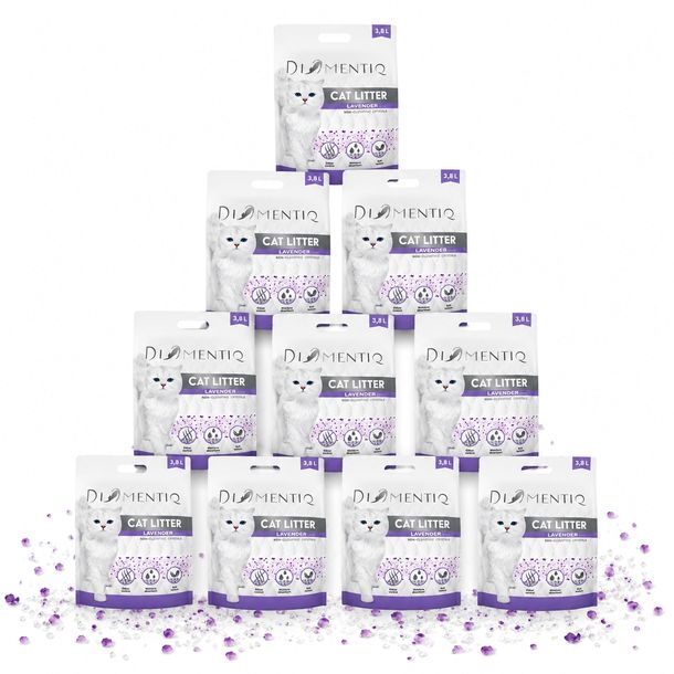 Żwirek dla kota silikonowy Lavender niezbrylający 10x3,8L DIAMENTIQ