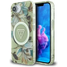 guess-iml-metal-glitter-flowers-triangle-magsafe-etui-do-iphone-16e-ziel