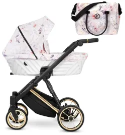 gondola-wozek-dla-dziecka-w-kwiaty-ivento-premium-1w1-bialy-zlota-rama