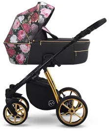 wozek-dzieciecy-3w1-lonex-pax-rose-w-kwiaty-czarno-zloty-fotelik-cosmo