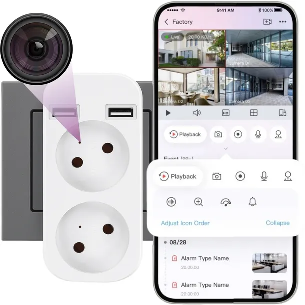 MINI KAMERA WIFI SZPIEGOWSKA UKRYTA W GNIAZDKU ANDROID ZDALNY PODGLĄD RUCHU
