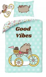 komplet-poscieli-160x200-kota-pusheen-kot-na-rowerze-niebieska-bajkowa