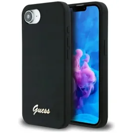 guess-etui-pokrowiec-do-iphone-16e-do-magsafe-silicone-script-metal-logo
