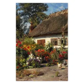 plakaty-80x120-wiejski-domek-z-kwiatami