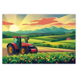 plakaty-155x105-traktor-w-polu-o-zachodzie-slonca