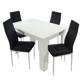 stol-modern-120-bialy-i-4-krzesla-monako-velvet-czarne